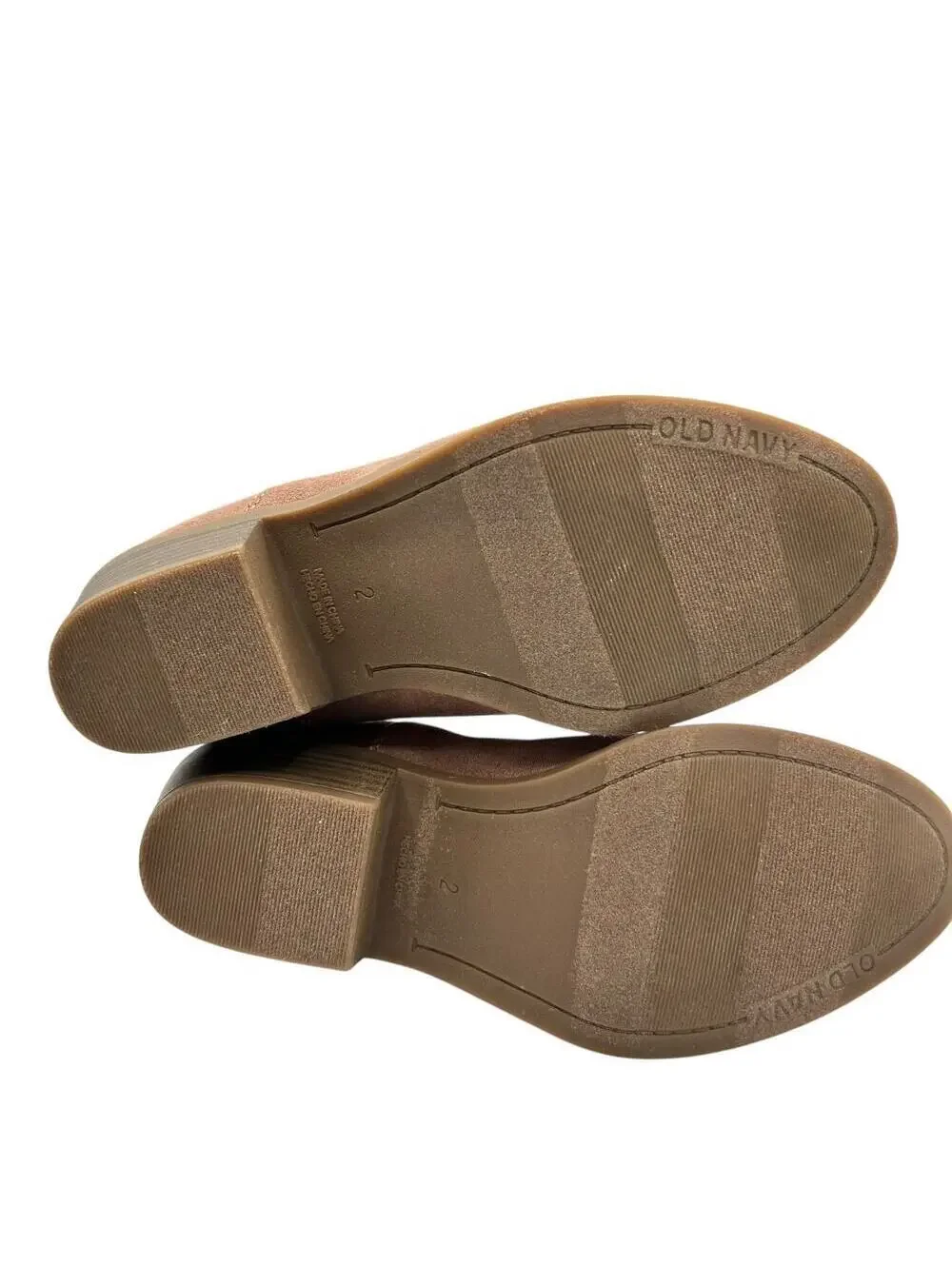 Old Navy Girls Tan Suede Rear Zip Stacked Block Heel Ankle Booties Size 2